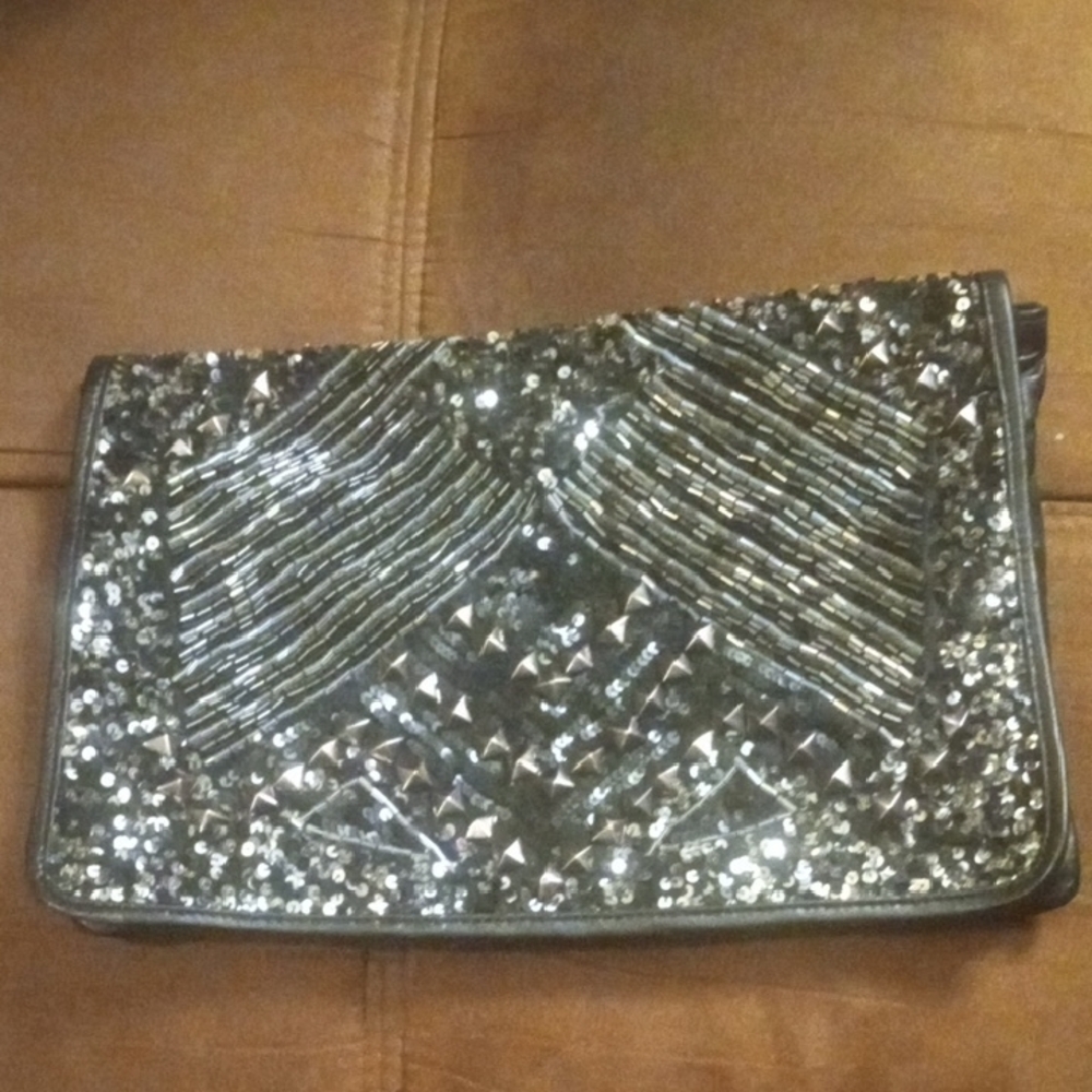 Elegant Black Sequin Clutch